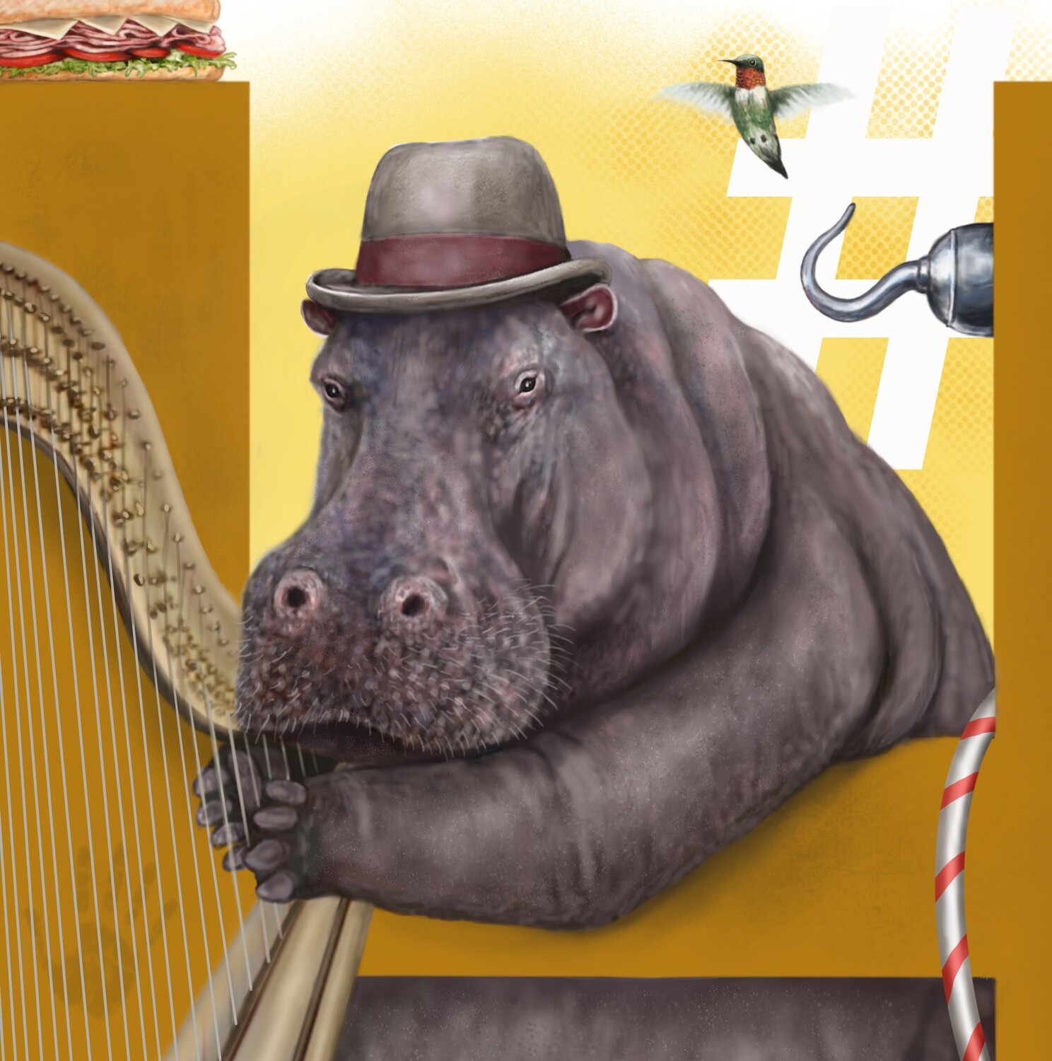 &quot;Humphrey the Hippo&quot; Animal Alphabet Print