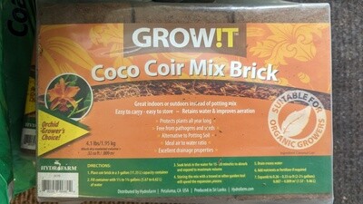 GROW!T Coco Coir Mix Brick, 4.1 lbs