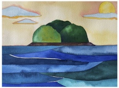 Three Tree Island Watercolor Print - preorder
