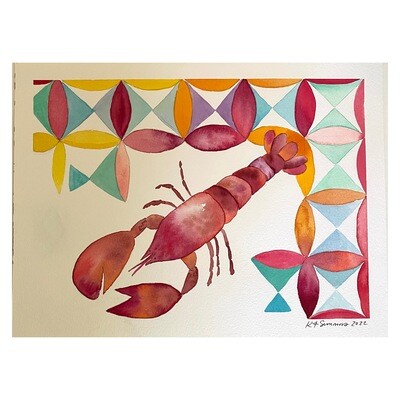 Lobster Bake Original Framed Watercolor