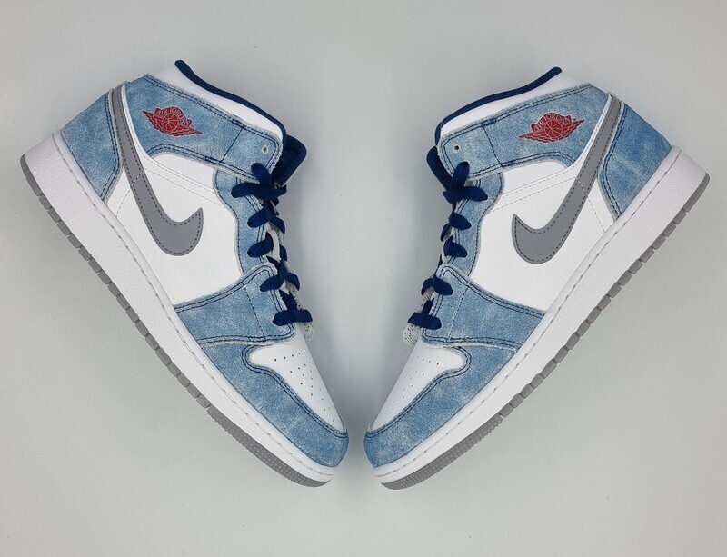 nike jordan 1 mid french blue light steel (gs)