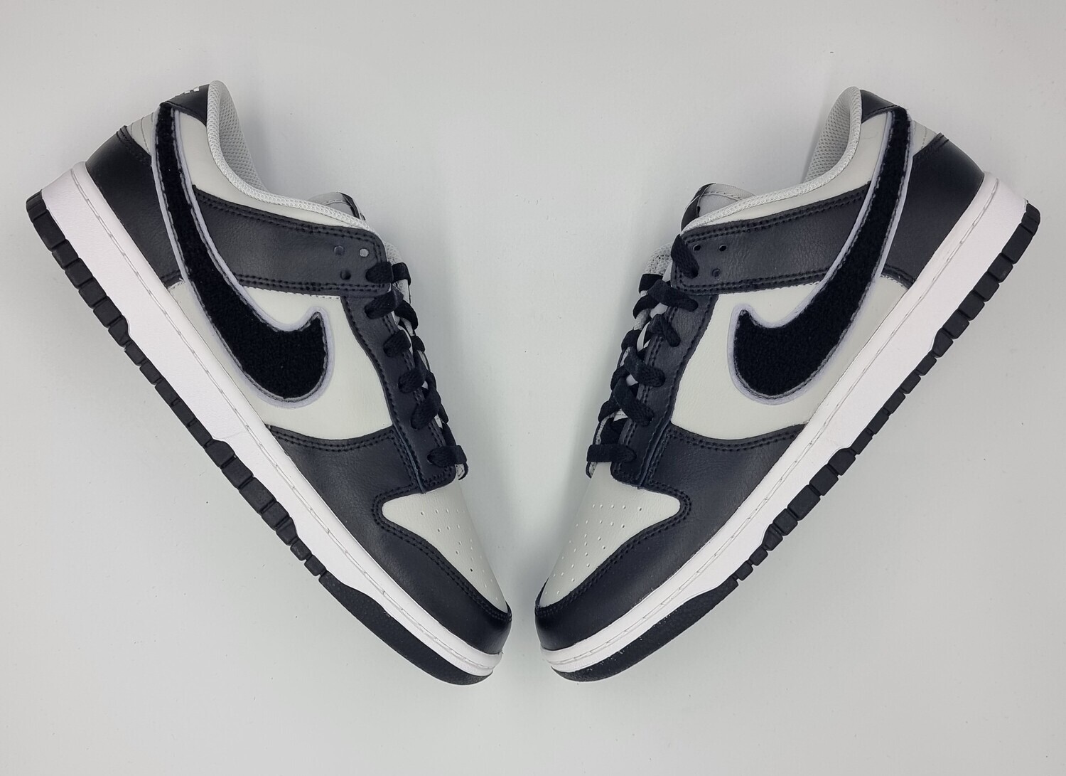 nike dunk low chenille black swoosh