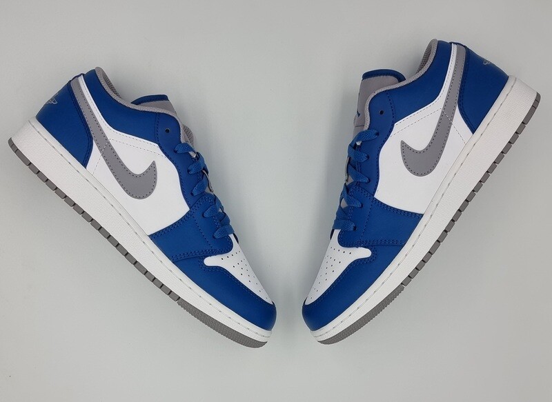 nike jordan 1 low true blue cement (gs)