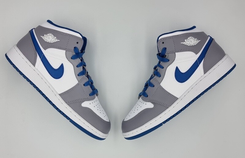 nike jordan 1 mid blue cement (gs)