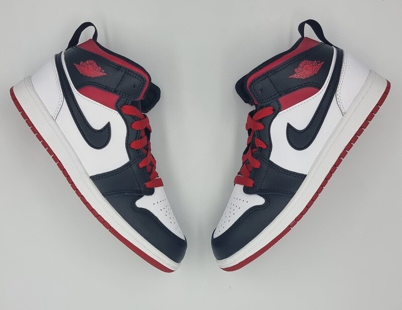 nike jordan 1 mid gym red black toe (ps)