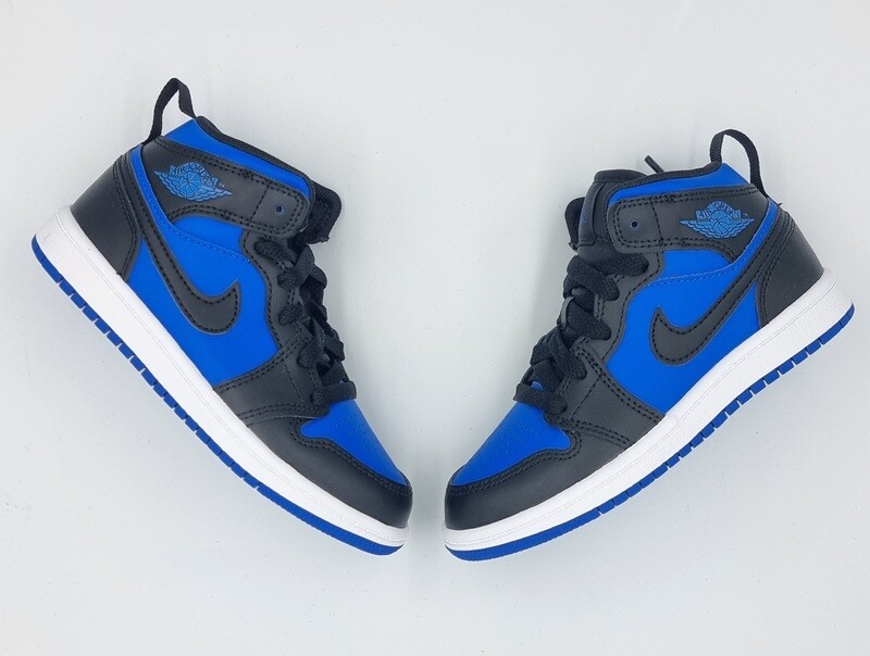 nike jordan 1 mid blueroyal black (ps)