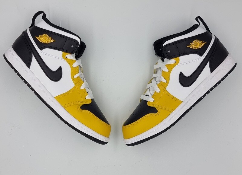 nike jordan 1 mid yellow black (ps)