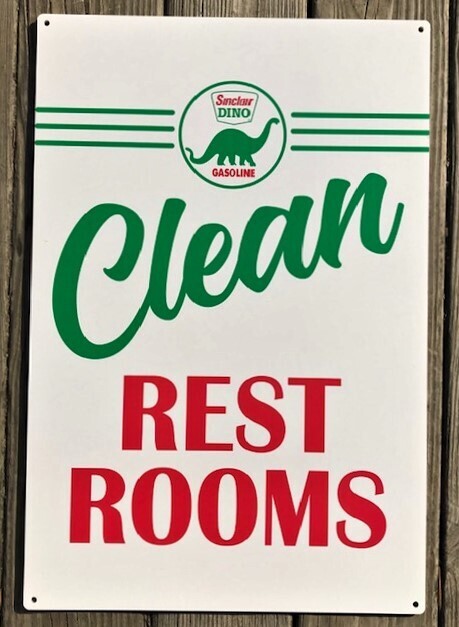 Retro SINCLAIR &quot;CLEAN REST ROOMS&quot; sign