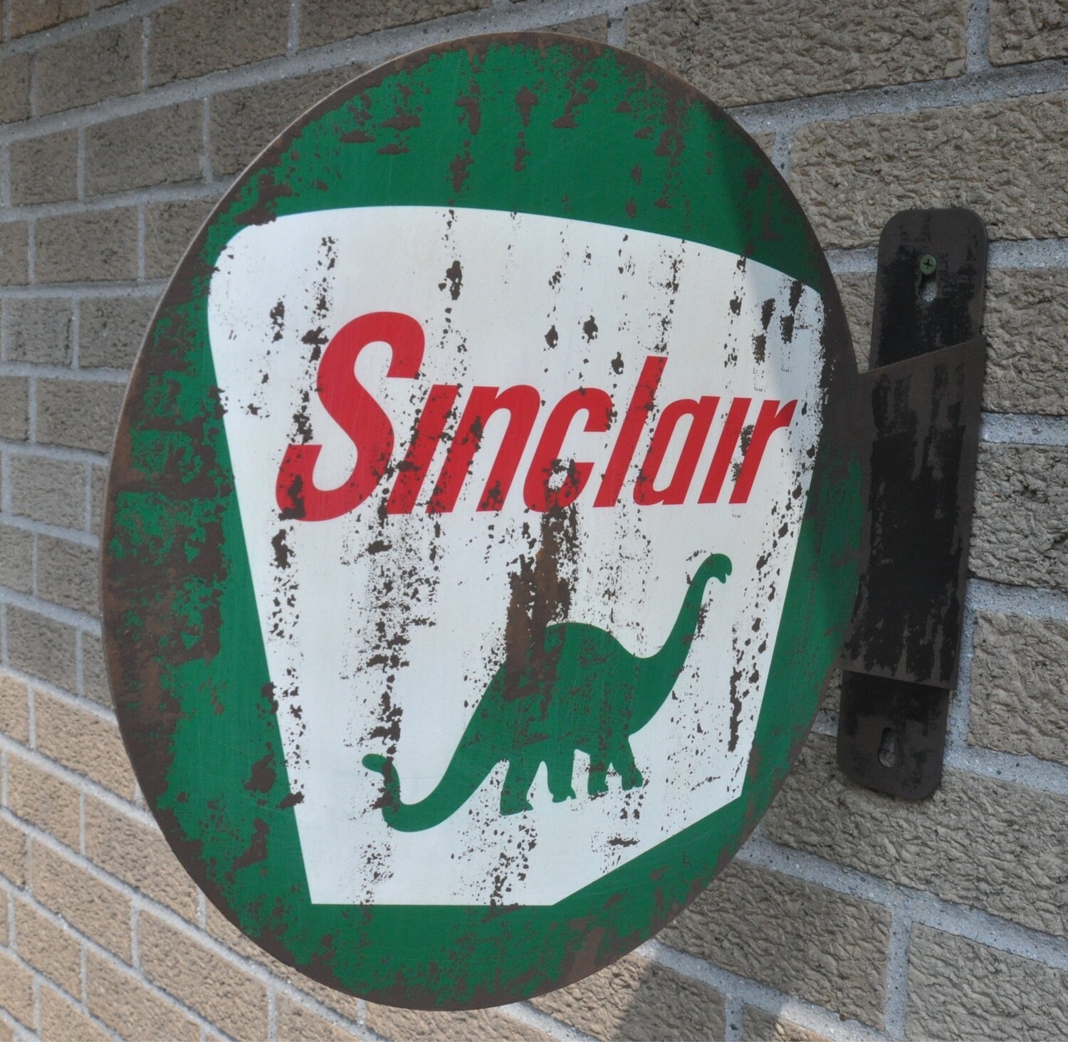 SINCLAIR  FLANGE SIGN, WEATHERED LOOK