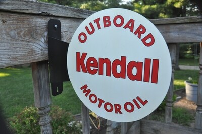 KENDALL OUTBOARD OIL  FLANGE SIGN WEATHERED LOOK