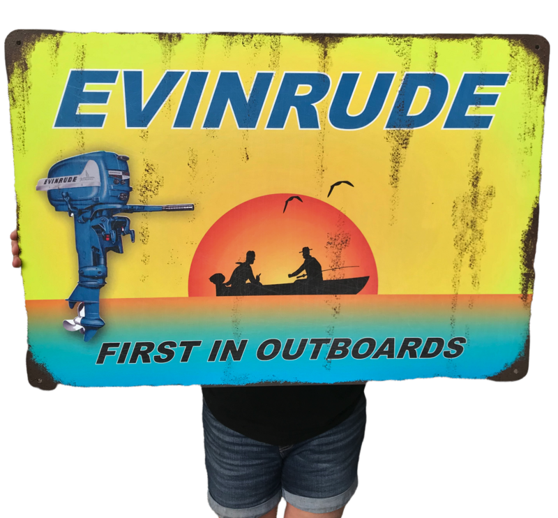 Retro EVINRUDE,WEATHERED  sign