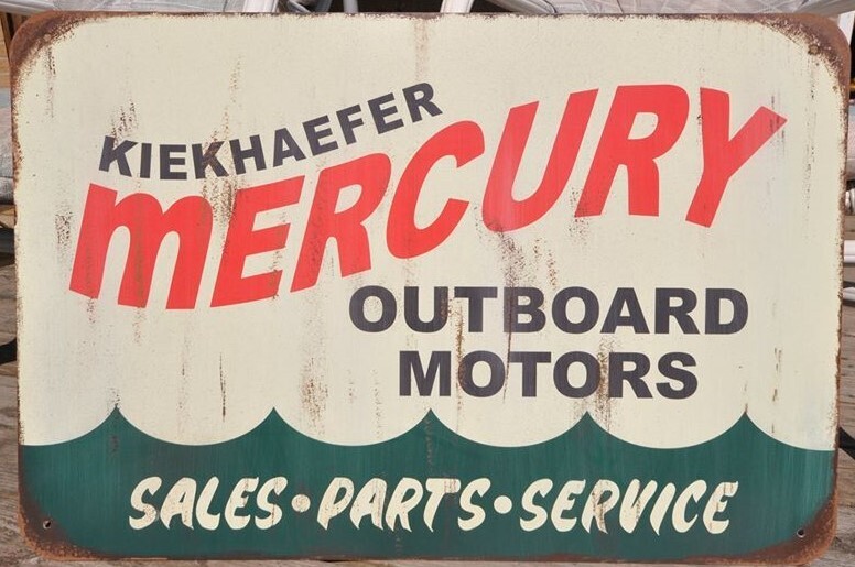 Mercury outboard service sign