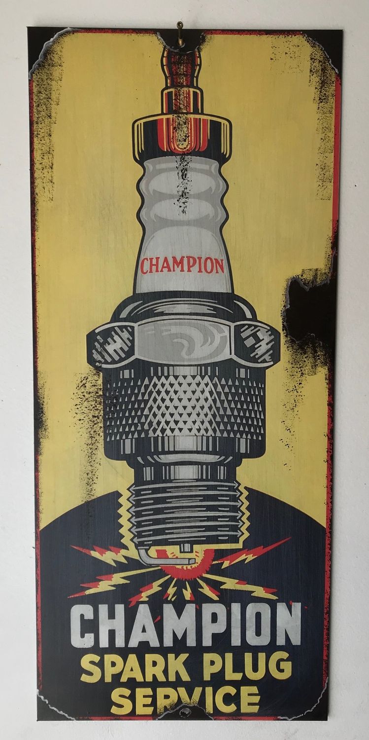 Vintage Look Champion Spark Plug Sign