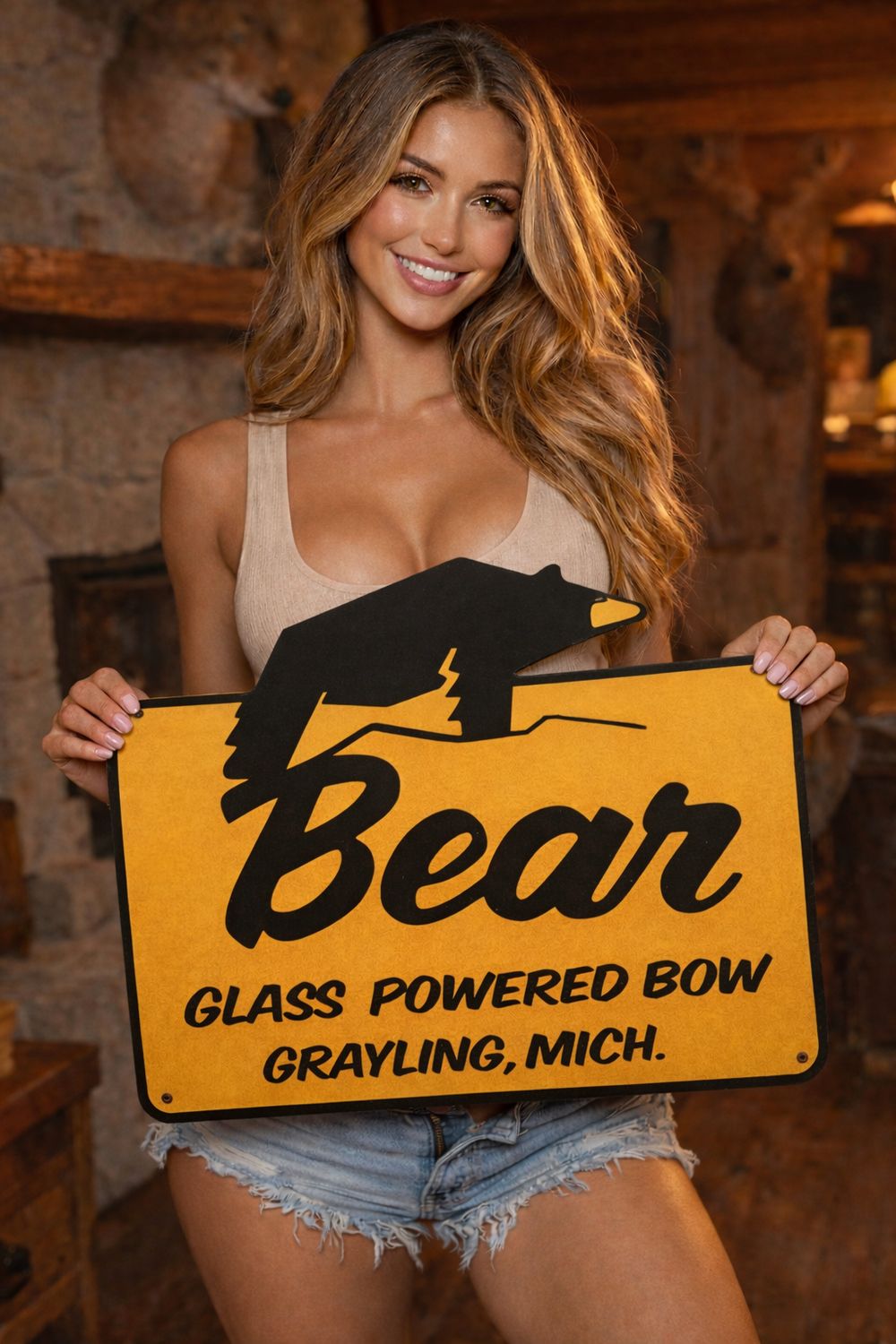 Retro BEAR ARCHERY GLASS POWERED sign