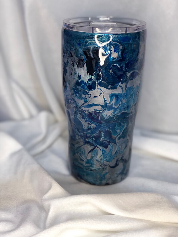 Silver Blue Curved Tumbler