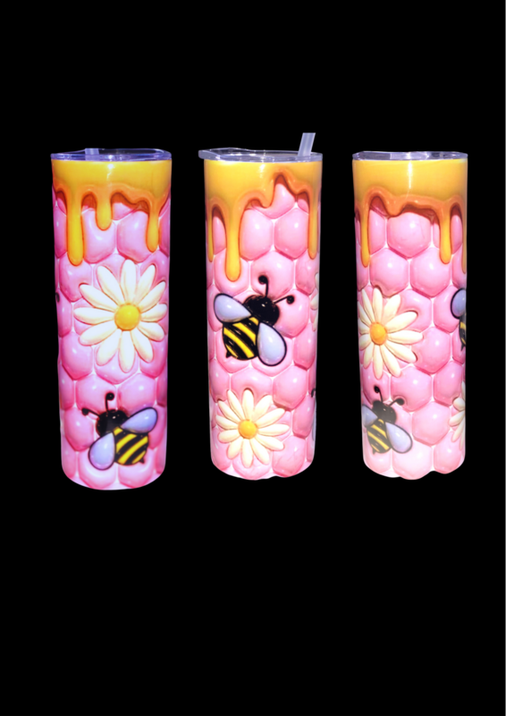 Pink Bee 3D Puff Tumbler