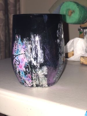 Stainless Steel Purple and Silver Wine Glass.