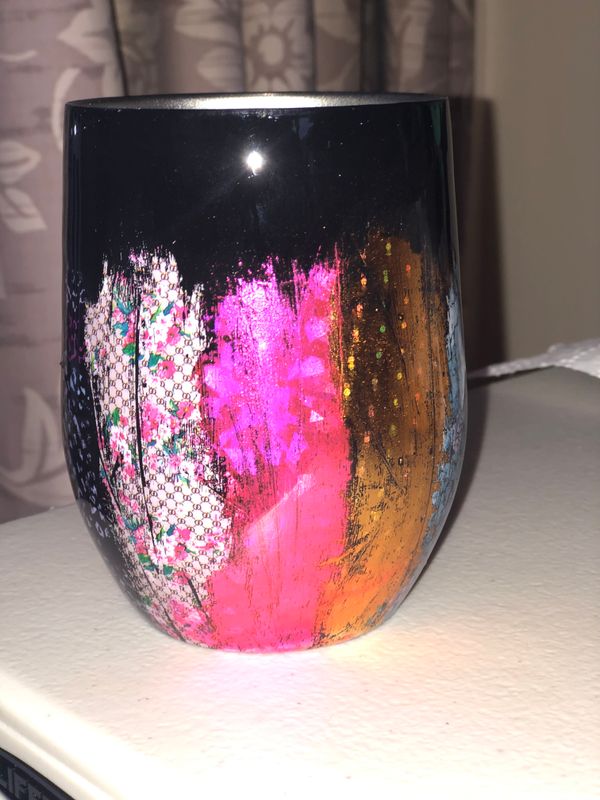 Stainless Steel Pink and Gold Wine Glass