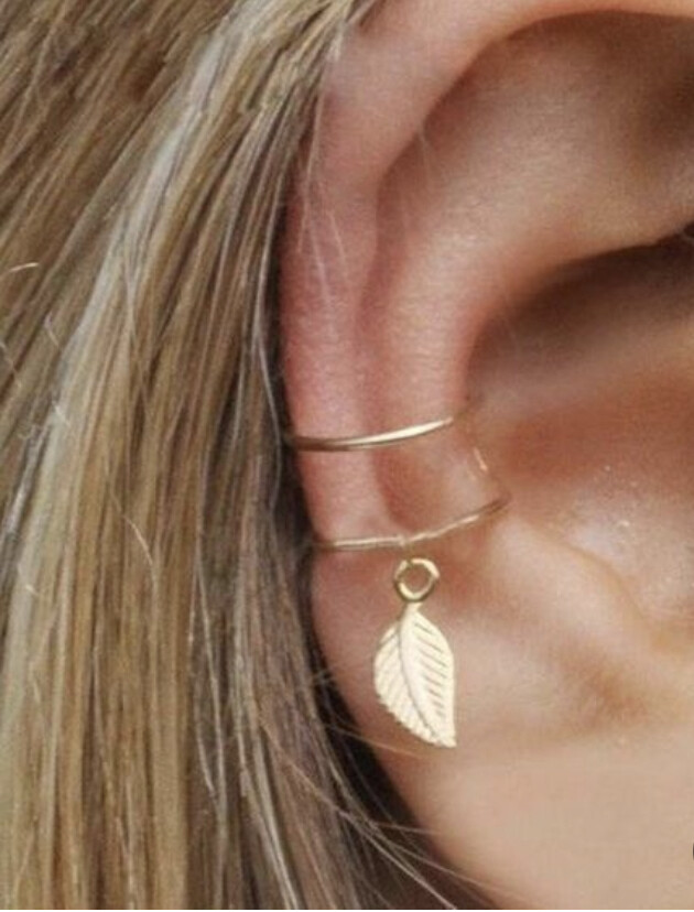 Clip à oreille feuille or