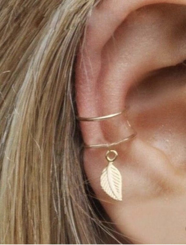 Clip à oreille feuille or