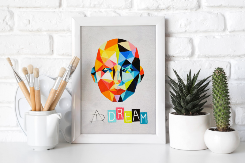 Dream Colourful Portrait Modern art Abstract Original Hand Painted Framed