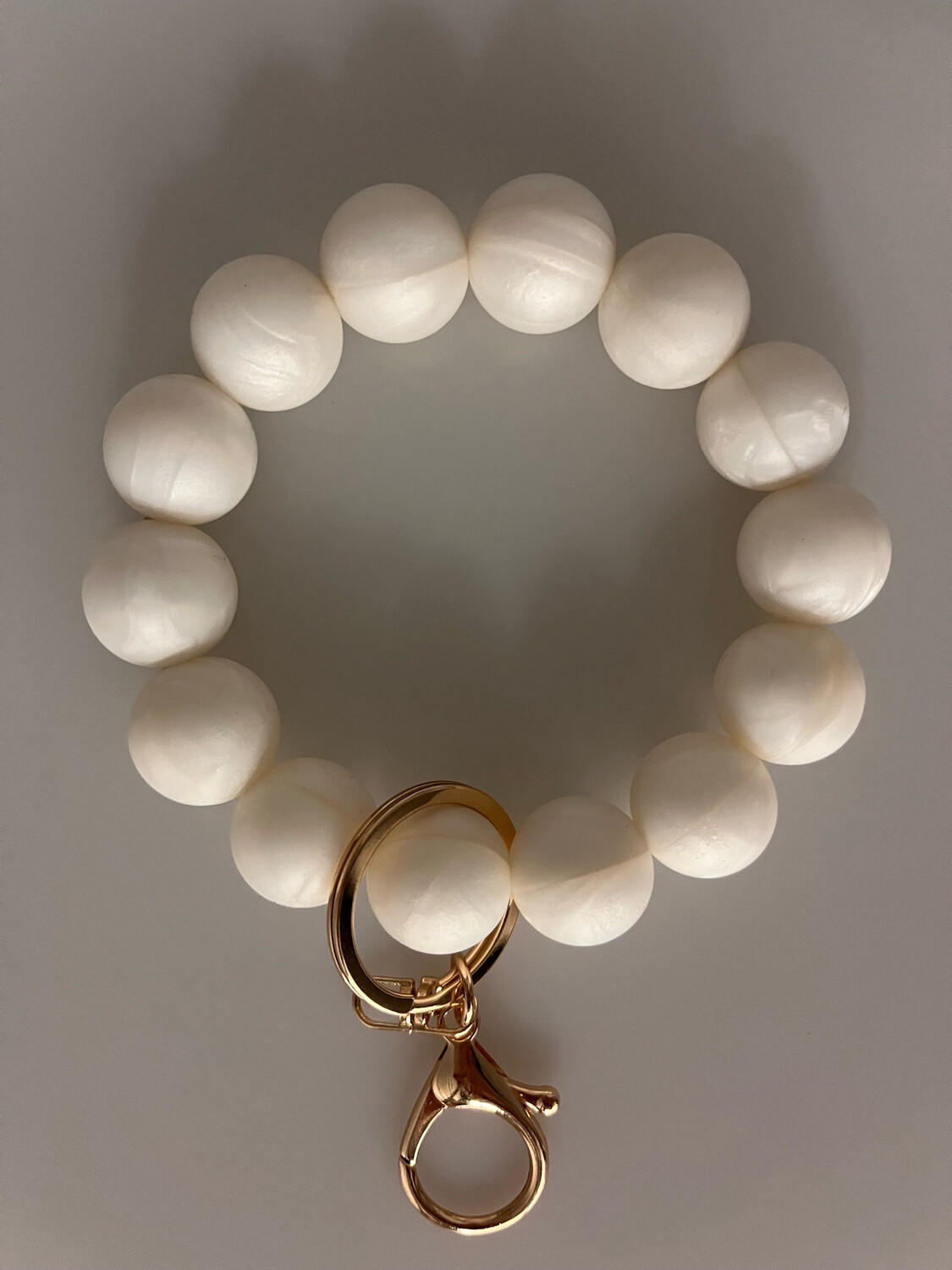 White Pearl Beaded Wristlet