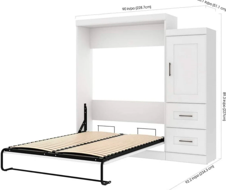 Murphy, the queen 1 Storage Unit with Drawers and a Bed - White