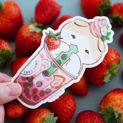 Boba Cats Sticker - Strawberry Crush
