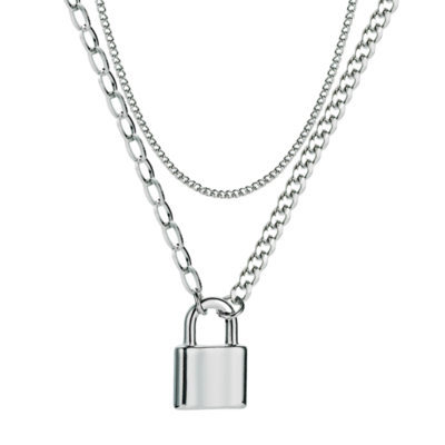 Dijon Layered Necklace with Lock Pendant