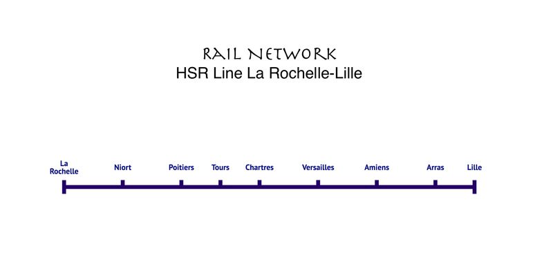 HSR Line Lille-Niort-Poitiers-Tours-Chartres-Versailles-Amiens-Arras-Lille