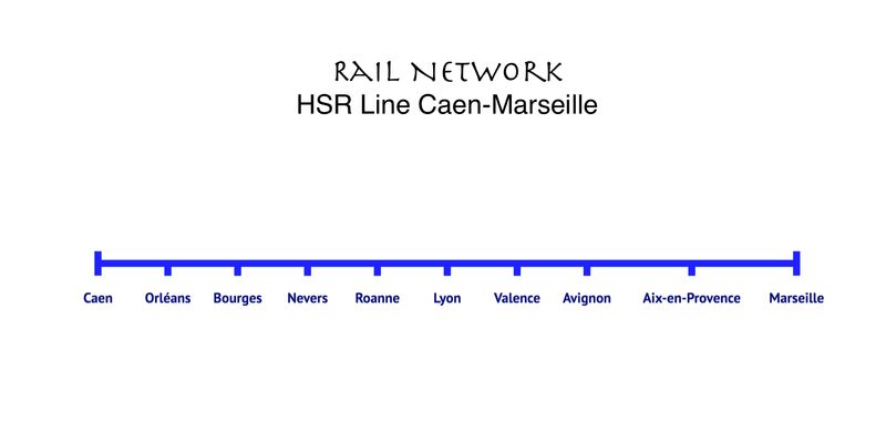 HSR Line Caen-Orléans-Bourges-Nevers-Roanne-Lyon-Valence-Avignon-Aix en Provence-Marseille