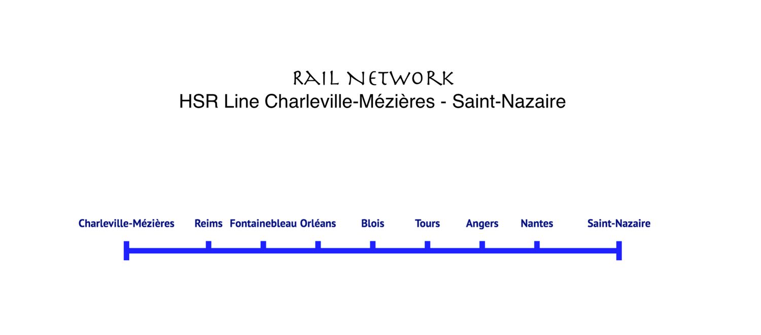 HSR Line Charleville Mézières-Reims-Fontainebleau-Orléans-Blois-Tours-Angers-Nantes-Saint Nazaire