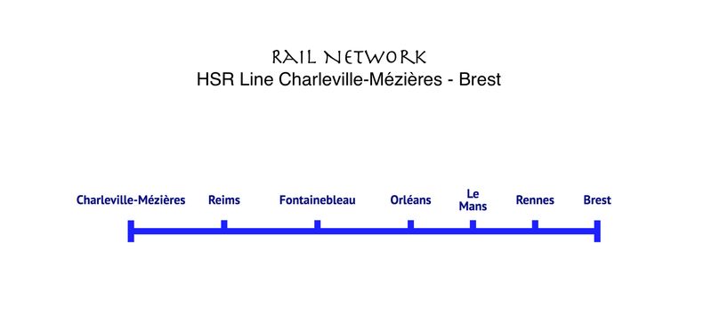HSR Line Charleville Mézières-Reims-Fontainebleau-Orléans-Le Mans-Rennes-Brest