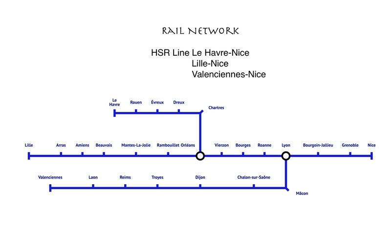 HSR Line Nice-Le Havre-Valenciennes-Lille