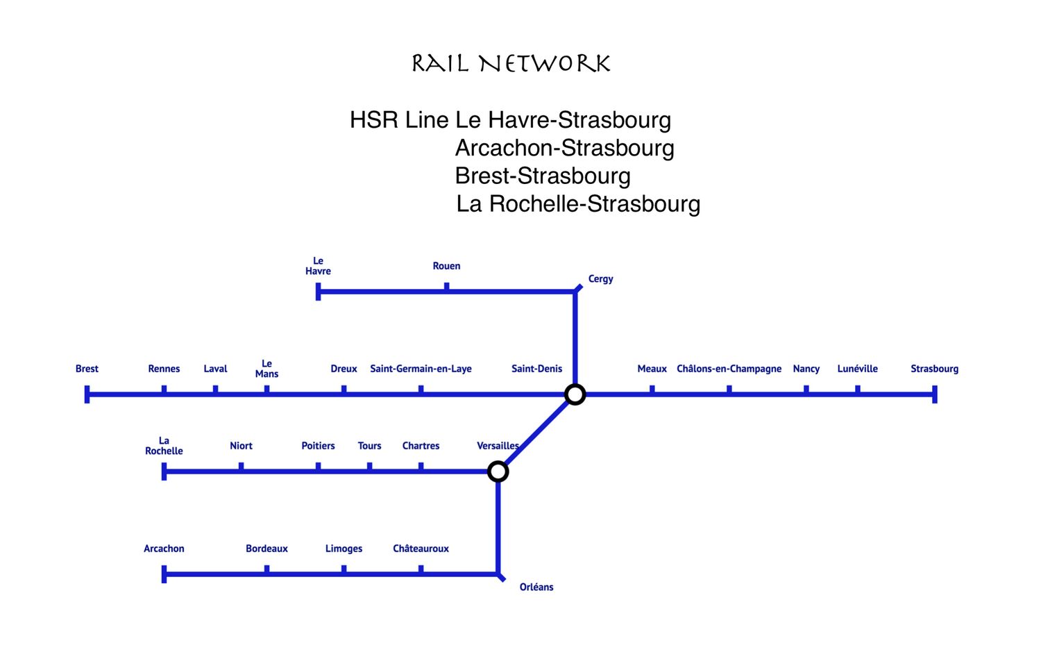 HSR Line Strasbourg-Le Havre-Brest-La Rochelle-Arcachon