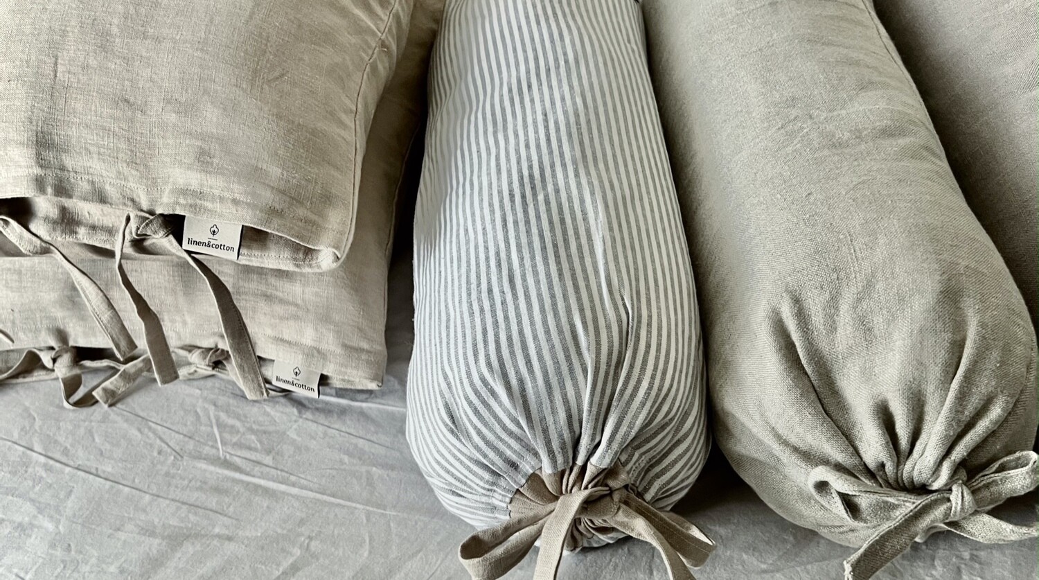 Nackenrolle/Bolster aus Halbleinen &quot;Streifen&quot;