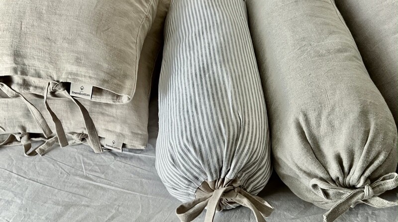 Nackenrolle/Bolster aus Halbleinen &quot;Streifen&quot;