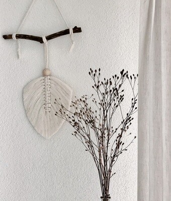 Makramee Feder Wandbehang Off-White