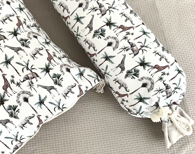 Set &quot;Safari&quot;- Bettschlange und  Dekokissen mit Schweizer Schafwollkügelchen