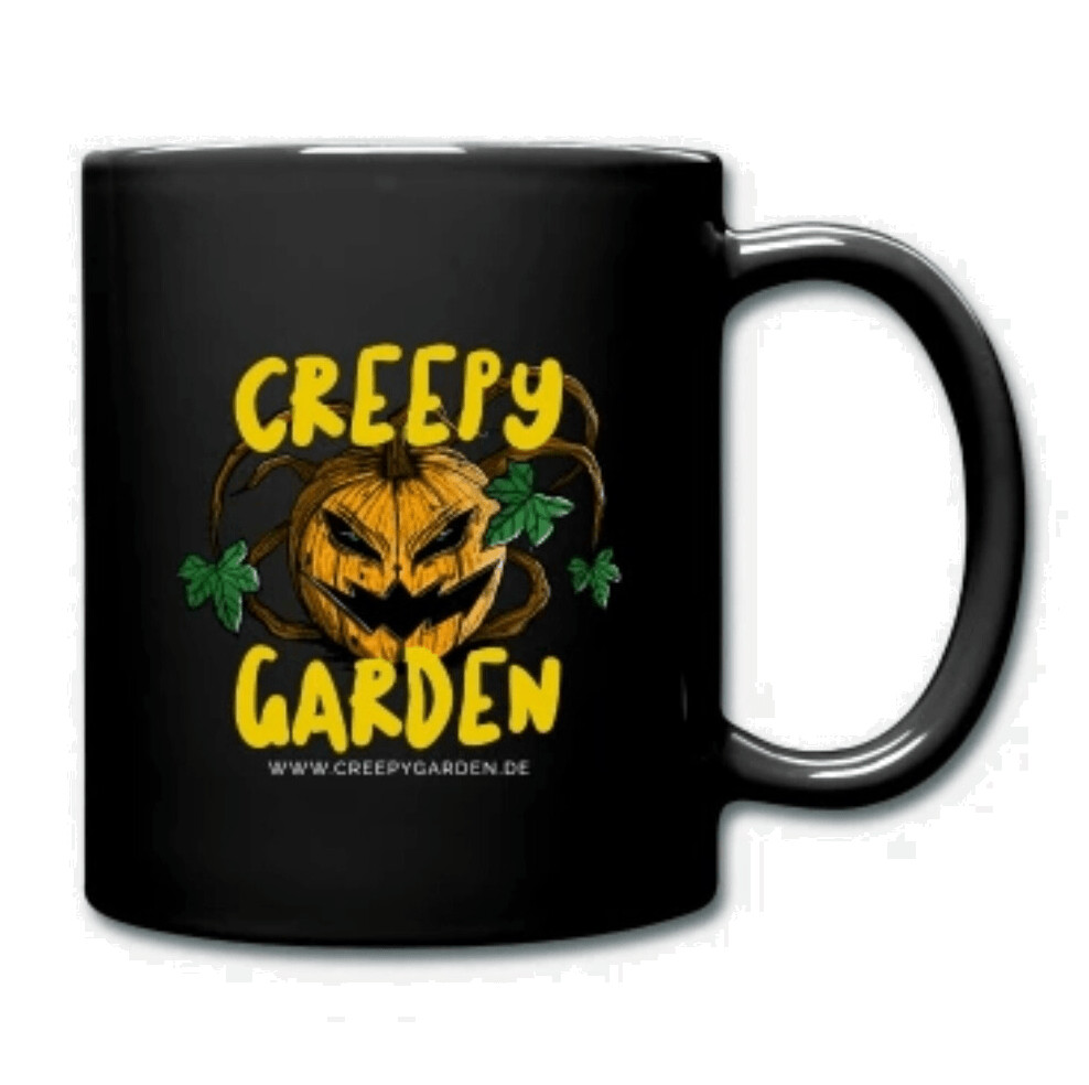 CreepyGarden Kaffeebecher mit Logo, schwarz