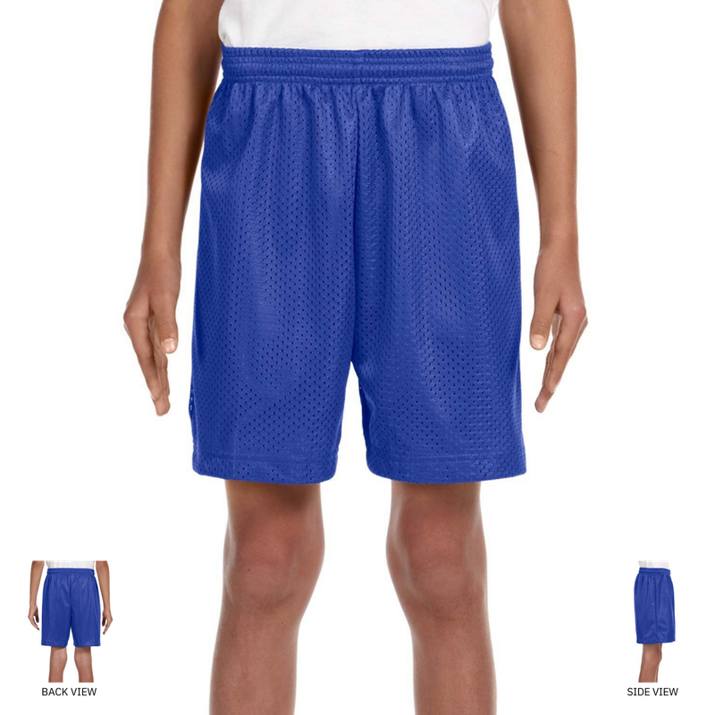 A4 Youth Six Inch Inseam Mesh Short NB5301 IN ROYAL BLUE