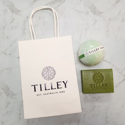 Coconut Lime Scented Bath Bomb Swirl and Scented Soap Gift Set by Tilley