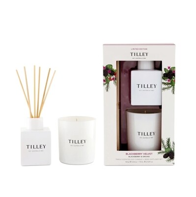 Tilley Gift Set Candle and Reed diffuser Blackberry Velvet Scented