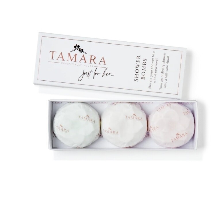 Gift pack box of 3 Shower Bombs by Essentially Tamara