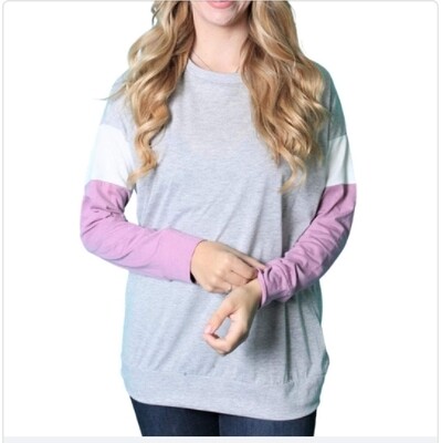 Grey long sleeves with coloured sleeves