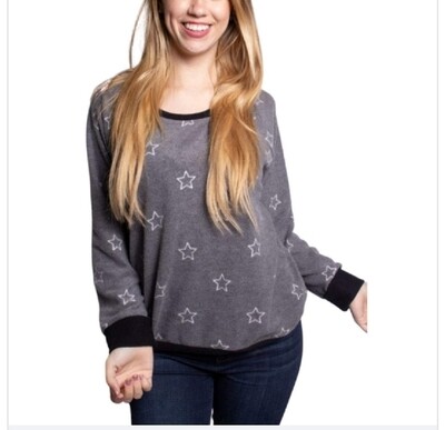 Charcoal Sweater with Star Prints