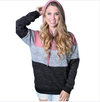 Grey and Pink Hoodie Sweatshirt