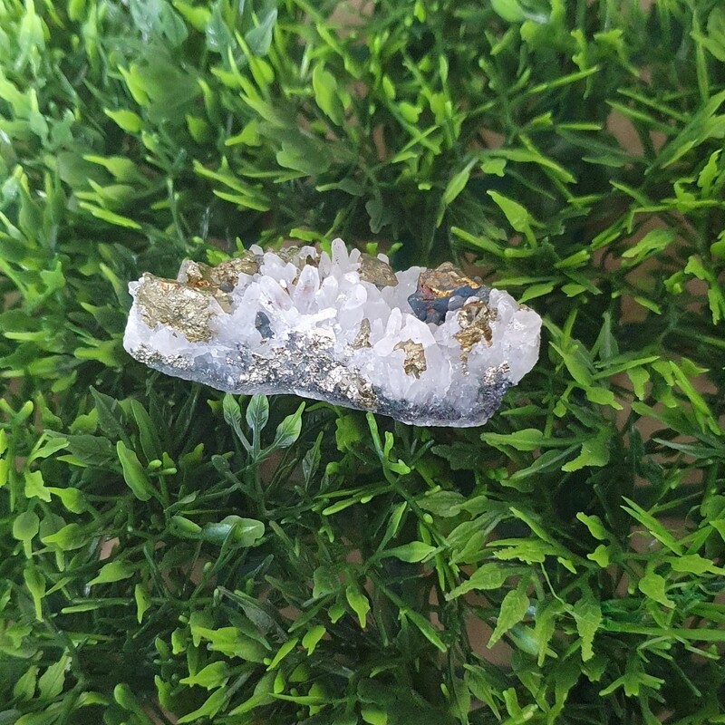 Pyrite in Aura Quartz Cluster 