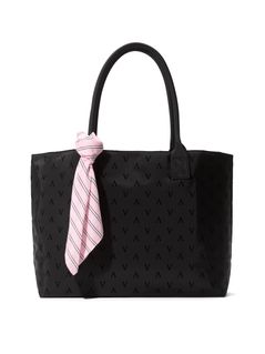Victoria&#39;s Secret Black Tote Bag with Pink Scarf