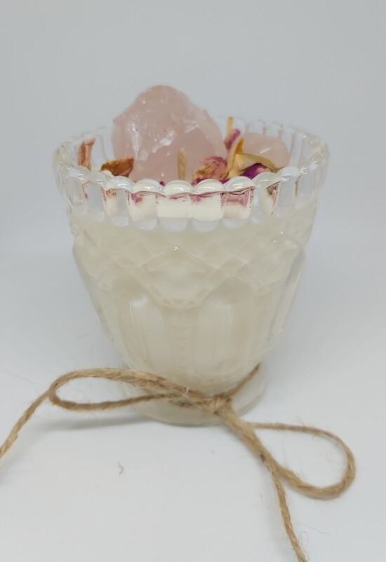 Small Vintage Candle Rose Quartz